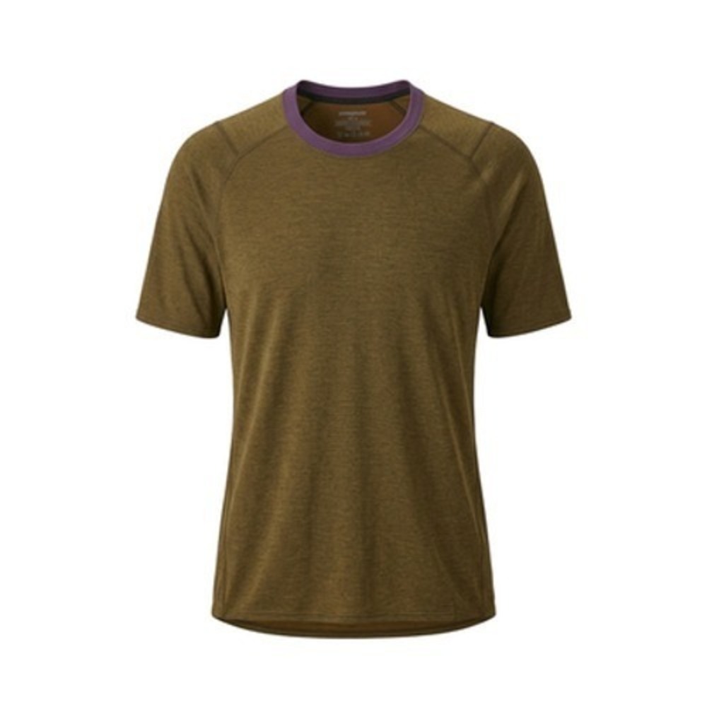 Patagonia Capilene Cool Shirt Mens M Brown Ringer Lightweight Short Sleeve Tee